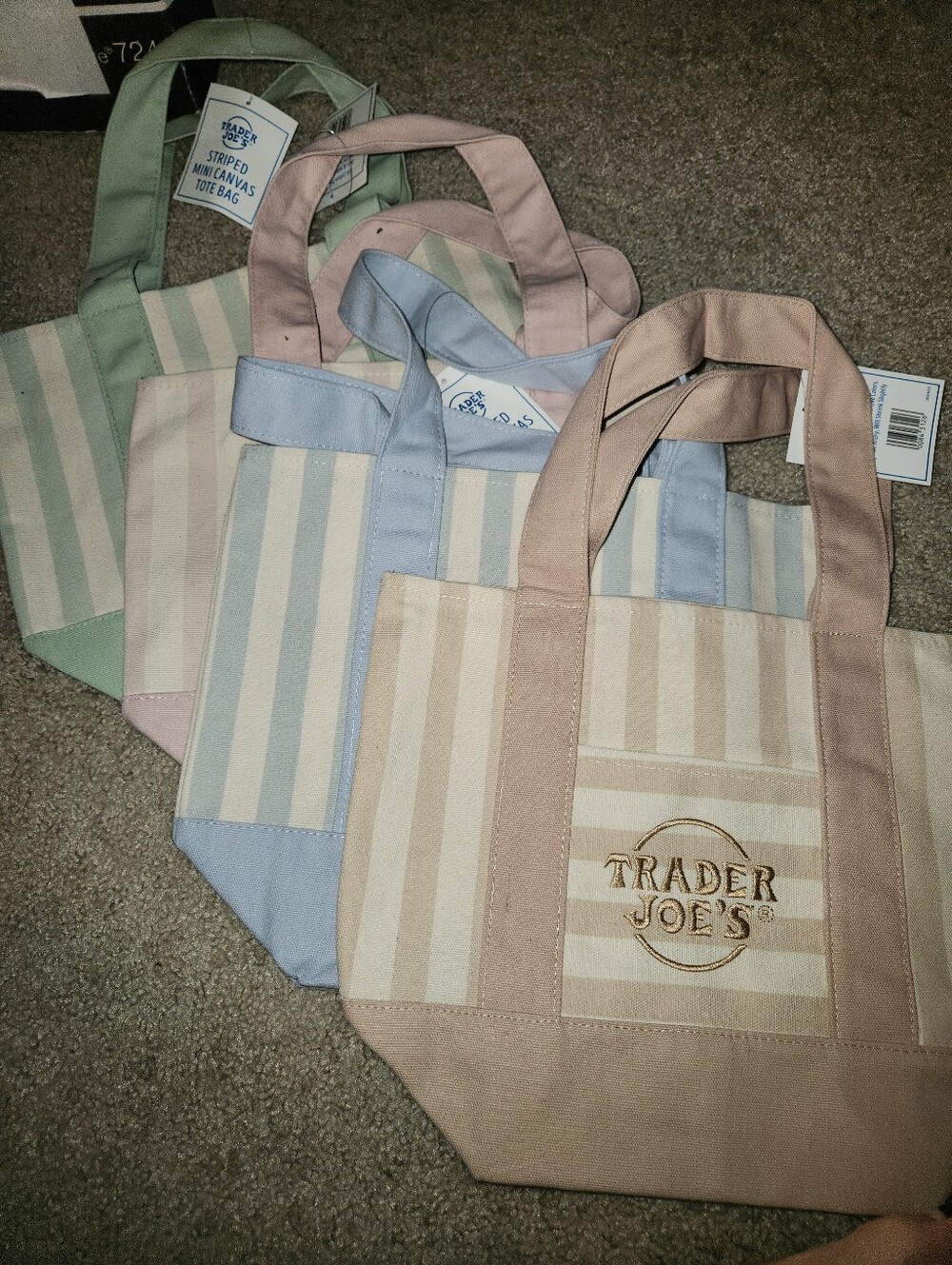 Pastel Stripe Mini Canvas Tote Bag - Pink Price Is For Each Bag